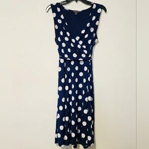​MIX by Gihawthorn Navy & White Polka Dot Faux-Wrap Midi